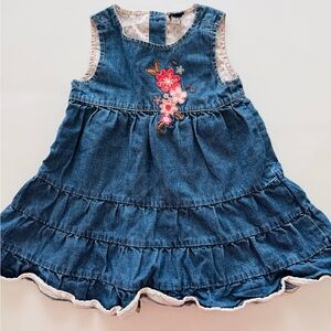 Baby GAP Blue Denim Kids Dress with Floral Design Size 2
